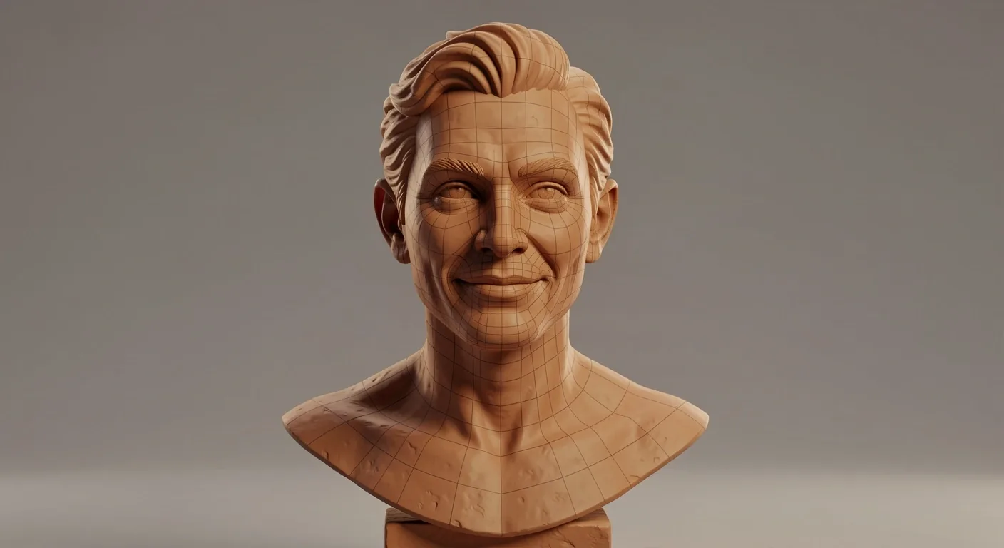 Blender ile oluşturulmuş karakter modeli, kil modu render